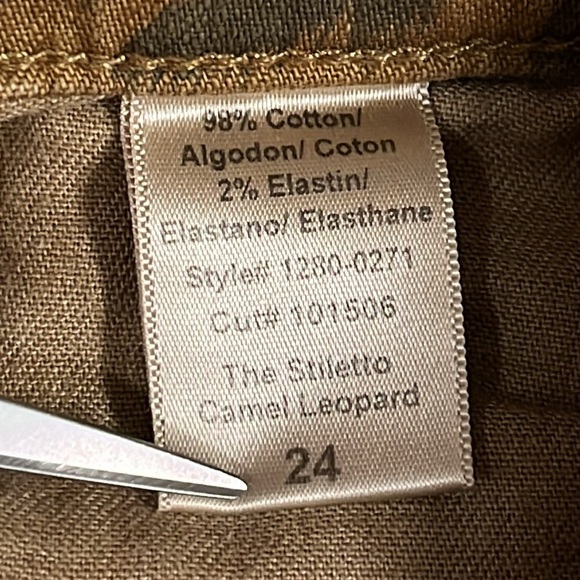 Current/Elliott the stiletto camel leopard  Patterned Jeans size 24 - Picture 9 of 9